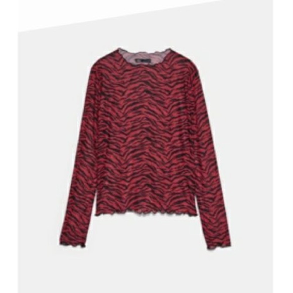 Zara Red Zebra Sheer Long-sleeve